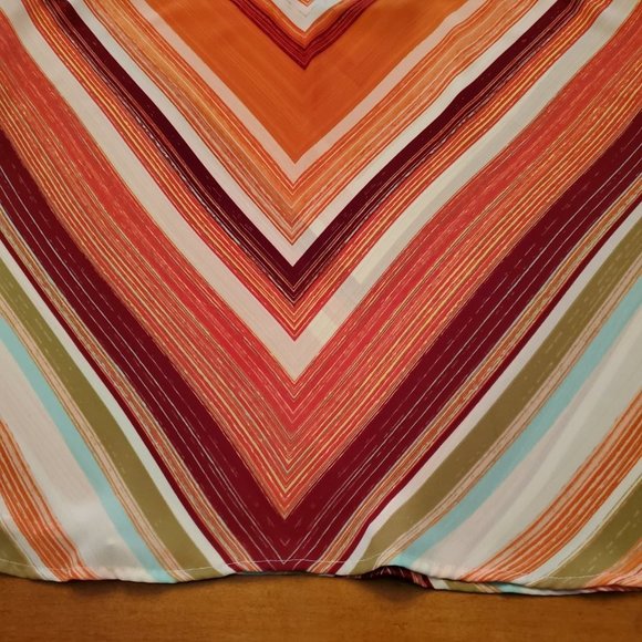 Apt 9 Orange White Maroon Olive Green Aqua V Striped Sleeveless Crop Top Sz L - Picture 8 of 15